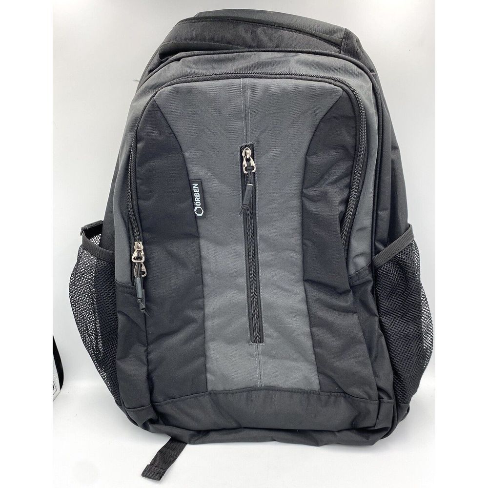 Orben Vertical Zipper Laptop Backpack‎ School Bag Grey Black